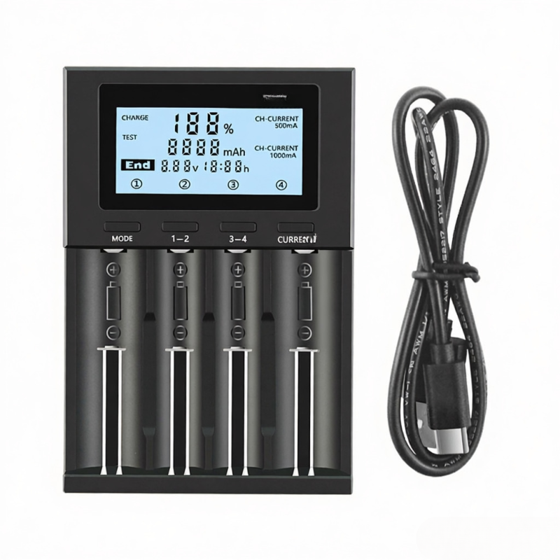 Lii-m4 4-steckplatz-akkuladegerät Mit Lcd-bildschirm Für Aa/aaa 18650, 26650 Und 14500 Nimh Lithium-batterien.
