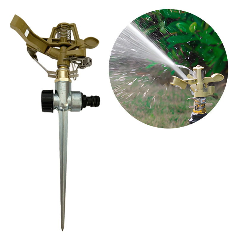 Robuster Impulsregner Auf Erdspieß Aus Zinklegierung Für Gärten, Rasenflächen Und Terrassen. 360°-drehung Für Optimale Bewässerung. Universeller 1/2"-anschluss Mit Messing-regnerkopf.