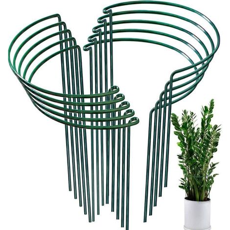 Set Mit 10 Halbkreisförmigen Gartenpflanzenstützen, Ideal Für Tomaten, Pfingstrosen, Hortensien, Kletterpflanzen, Zimmer- Und Gartenblumen (25 X 40 Cm)