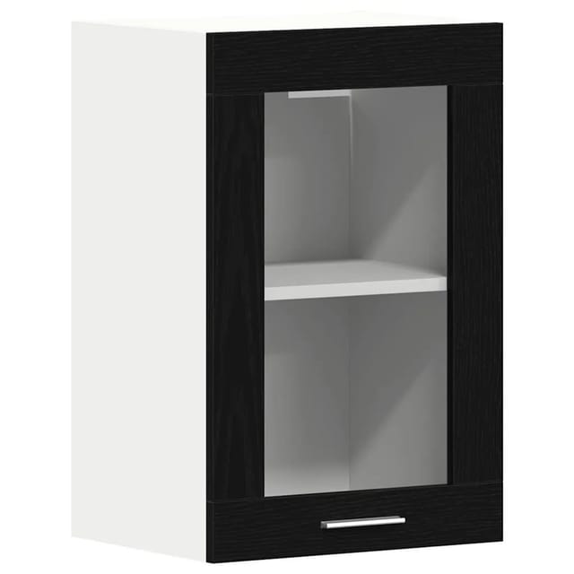 Hängeglasschrank Schwarz Eichen-optik 40 X 31 X 60 Cm Holzwerkstoff Vidaxl