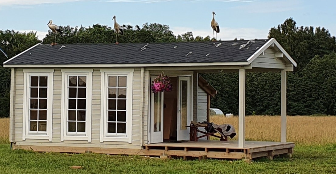 Gartenhaus mit Vordach “Eva E” 7x3m | Gartenhaus mit Vordach | Modernes Vordach aus Holz | Gartenhaus mit Überdachung im Garten