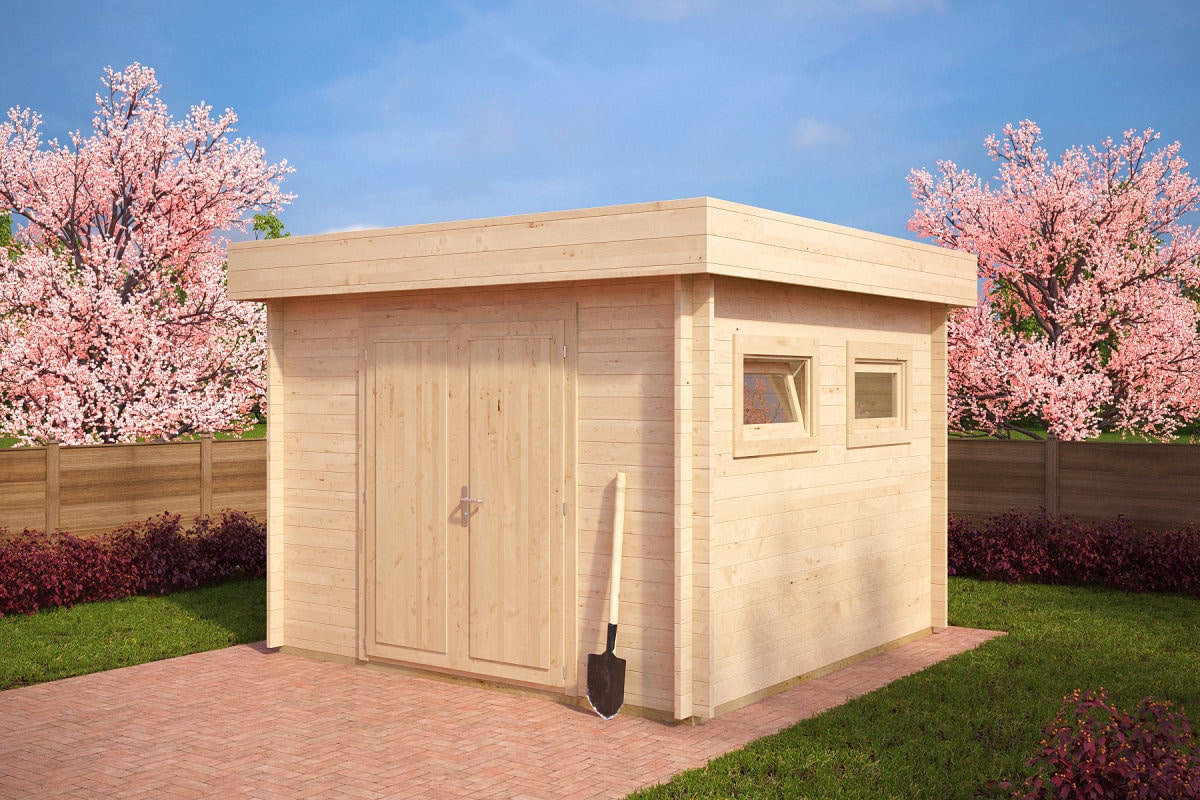 Kleines Holz-Gerätehaus “Lucas F” 3x3m | Kleines Gartenhaus 3x3m | Gartenhaus aus Holz | Gartenhaus klein | Mini-Gartenhaus Holz