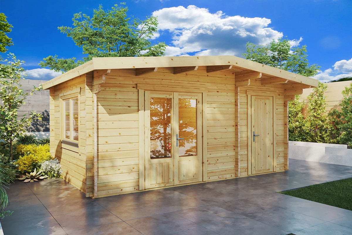Gartenhaus mit Geräteschuppen “Super Otto” 5x3m | 2-Raum-Gartenhaus mit Schuppen | 3x5m großes Gartenhaus | Gartenhaus mit Anbau
