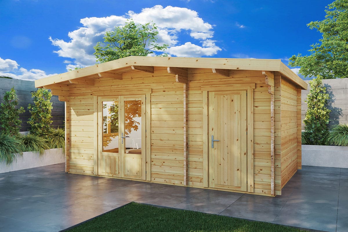 Gartenhaus mit Geräteschuppen “Super Otto” 5x3m | 2-Raum-Gartenhaus mit Schuppen | 3x5m großes Gartenhaus | Gartenhaus mit Anbau Bild 2