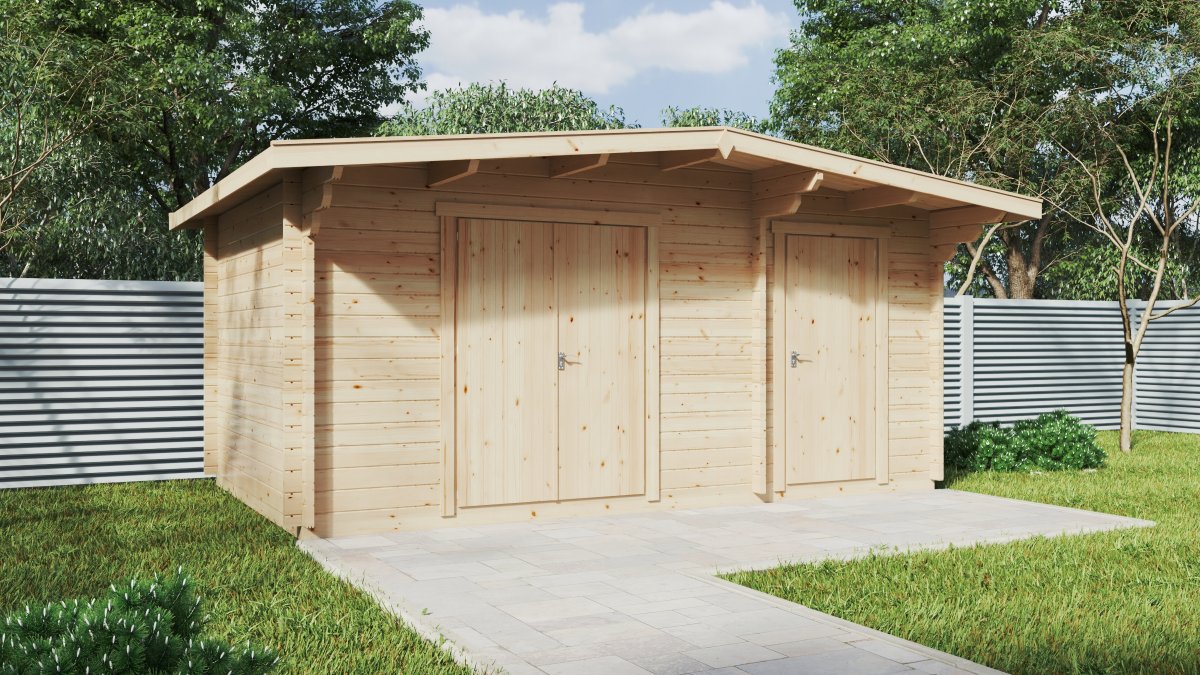 Doppel-Geräteschuppen “Typ A” 5x3m | Geräteschuppen aus Holz | Gerätehaus selber bauen | Holzschuppen im Garten