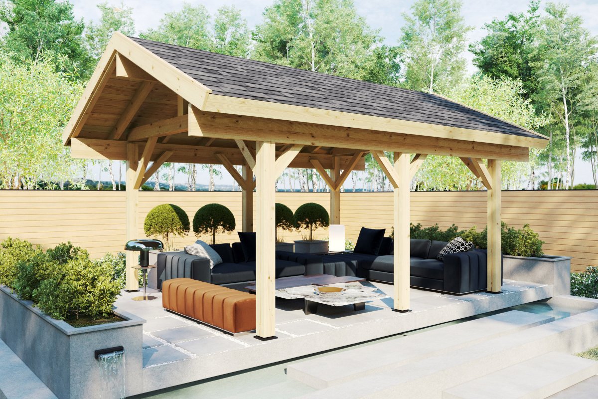 Gartenpavillon “Henley” 4x5m | Pergola aus Holz | Überdachung aus Holz für den Garten | Moderne Terrassenüberdachung aus Holz Bild 2