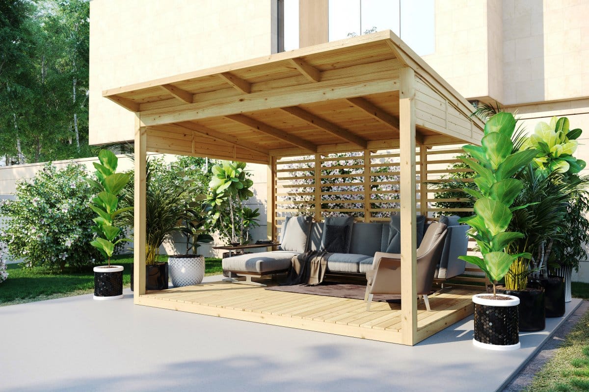 Gartenlaube “Typ B” 4x3m | Gartenlaube aus Holz | Gartenlaube mit Bausatz selber bauen | Sitzlaube für den Garten kaufen Bild 2