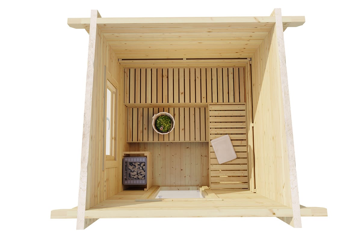 Kleine Außensauna “Finn 3” 2x2m | Kleine Gartensauna mit Vorraum | Außensauna im Holzhaus für den Garten | Saunahaus Bild 2