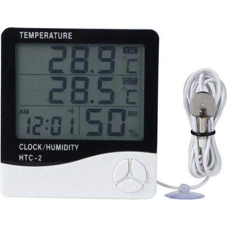 Digitales Thermometer Und Hygrometer Mit Dualer Interner/externer Anzeige Und Temperatursensor. Für Präzise Überwachung.