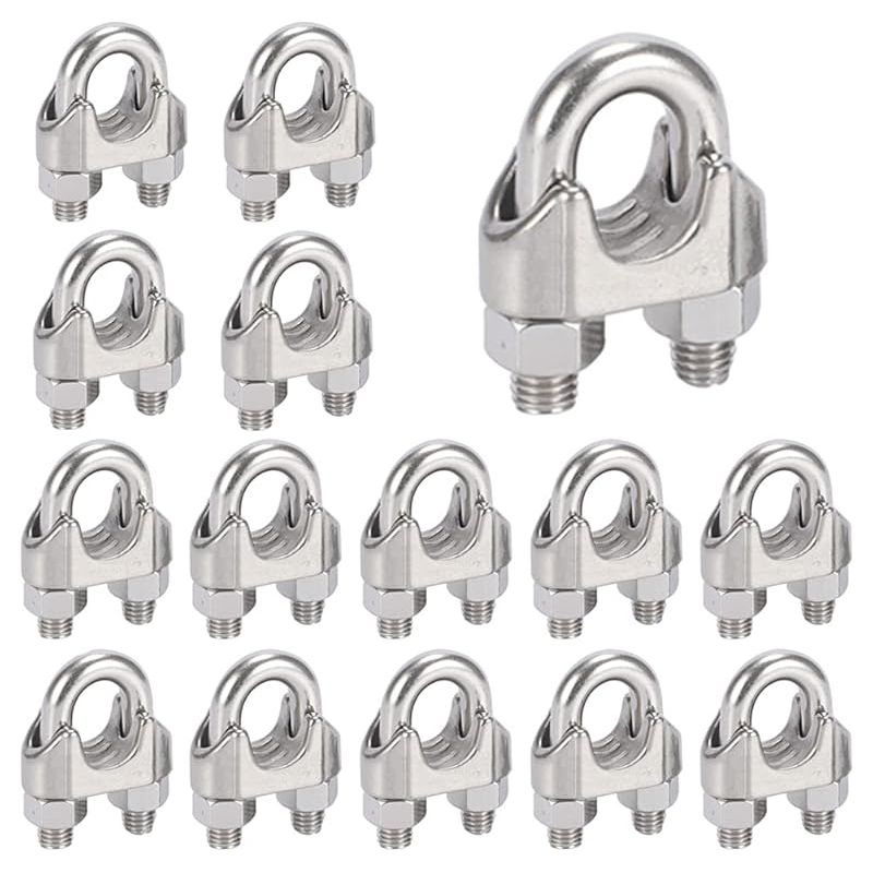 16 Stück M6 Stahlkabelklemmen, U-klemmen Aus Edelstahl 304 Für 6-mm-stahlkabel