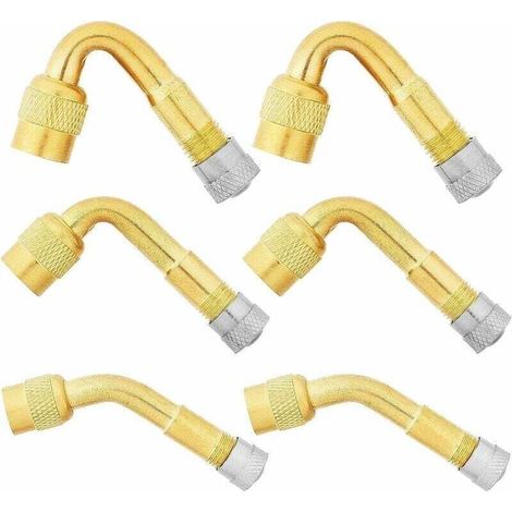 Design Lighting – 6-teilige Reifenventilverlängerungen – 45°, 90°, 135° Winkel – Vernickeltes Kupfer Für Optimale Abdichtung – Einfaches Aufpumpen Auf Engstem Raum