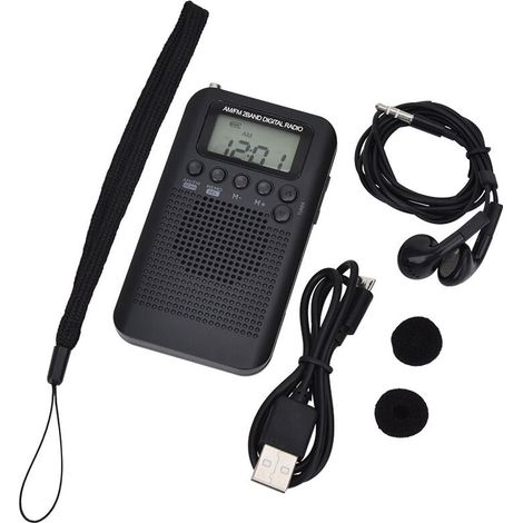 Tragbares Digitales Fm/am-stereo-taschenradio – Dsp Für Optimalen Empfang – Wecker Und Timer – Teleskopantenne – 100 X 60 X 15 Mm – Schwarz