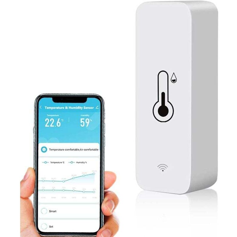 Intelligentes Wifi-thermometer Und Hygrometer – Temperatur- Und Feuchtigkeitssensor Für Innen- Und Außenbereich – Smart Life App – Kompatibel Mit Alexa Und Google Home