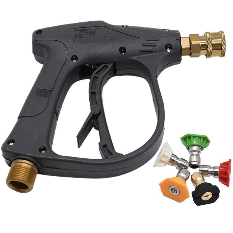 Pistolet Nettoyeur Haute Pression Avec 5 Buses De Pulvérisation, 4000 Psi Mousse À Connexion Rapide 1/4", Jet À Filetage Mâle M22 Pour Lavage De Voiture