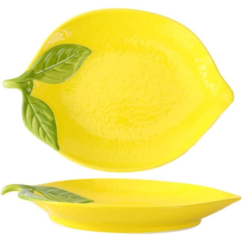 Assiette En Céramique En Forme De Citron, Assiette À Fruits