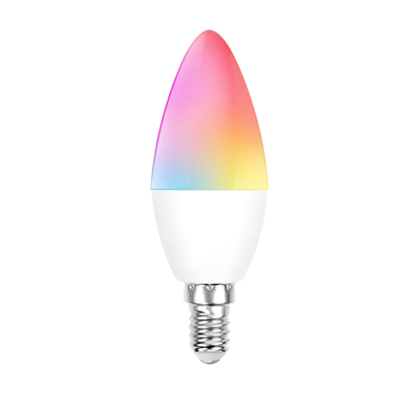 E14 5w Rgb+ww+cw Led-lampe, Kompatibel Mit Tuya Und Google Home, Mit Sprachsteuerung Und Dimmfunktion.