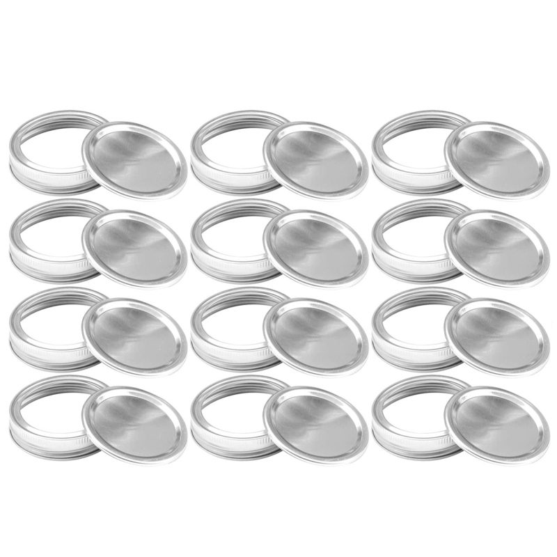 Packung Mit 12 Ersatzdeckeln Und -ringen Für Mason-gläser, Standardöffnung 70 Mm
