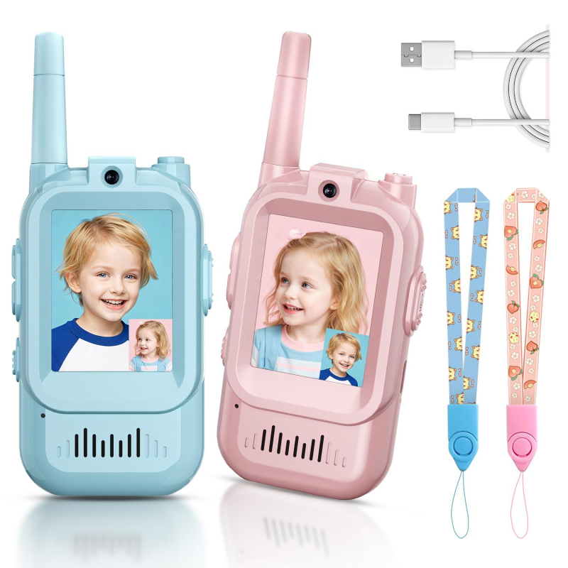 2-teiliges Video-walkie-talkie-set, Interaktive Hd-kamera, Sprachverzerrungsfunktion (für Kinder Von 3-8 Jahren)