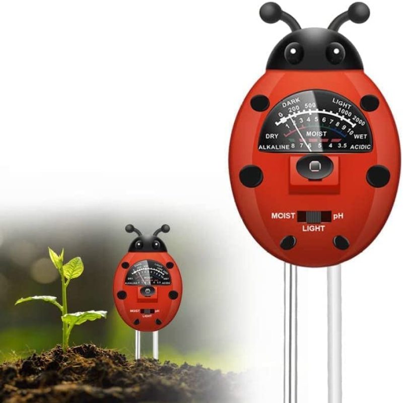 3-in-1 Boden-ph-tester Mit Pflanze, Licht Und Ph-tester, Ideal Für Garten, Landwirtschaft, Rasen, Innen- Und Außenbereich (batterielos), In Form Eines Bunten Marienkäfers.