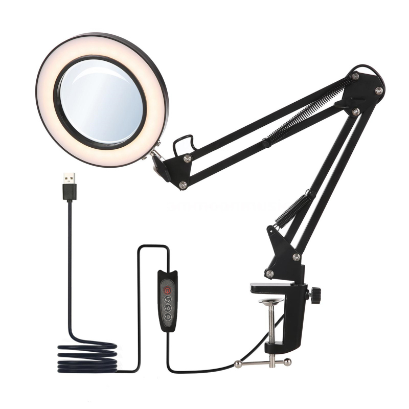 10-fache Led-lupe Mit Gelenkarm, 10 Helligkeitsstufen, 3 Farben (flexibel, Mit Klemme)
