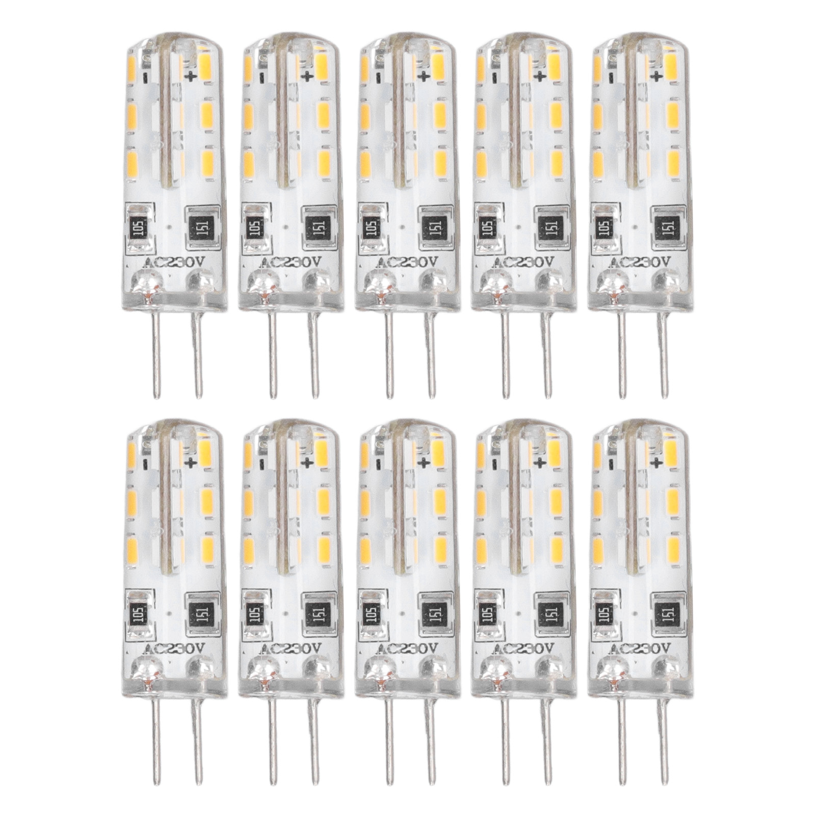 Lot De 10 Ampoules Led G4 À Deux Broches, Culot Silicone, Blanc Chaud 3000k, 1,5w, 220v Ac, 110 Lm, Pour Éclairage Extérieur (pièces De Rechange).