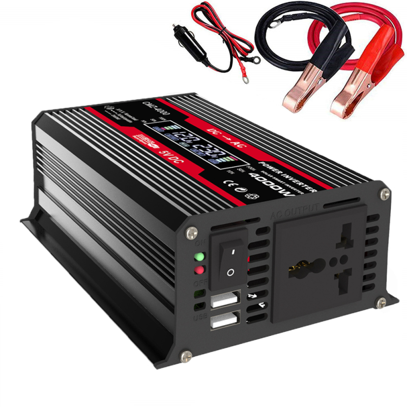 4000 W (spitzenleistung) Modifizierter Sinus-wechselrichter, Led-anzeige, 12 V Dc Auf 110 V Ac, Zigarettenanzünder-ladeanschluss + 2 Usb-anschlüsse