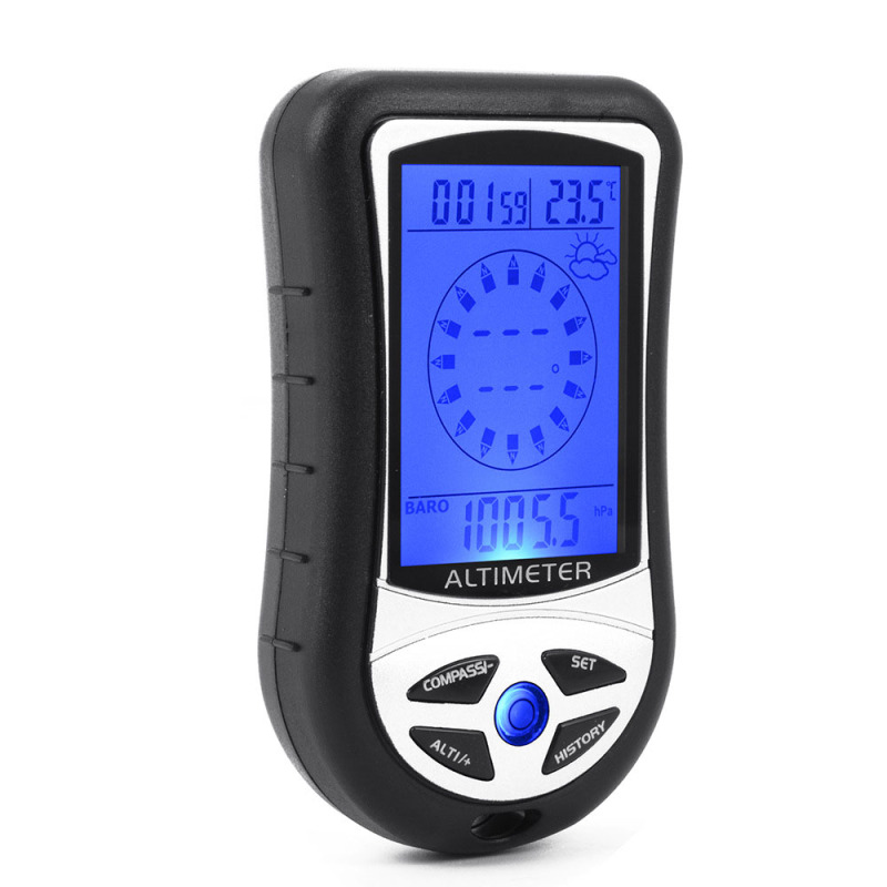 8-in-1 Elektronischer Höhenmesser, Tragbarer Mini-multifunktions-höhenmesser, Lcd-höhenmesser, Tragbares Barometer, Thermometer, Elektronischer Kompass