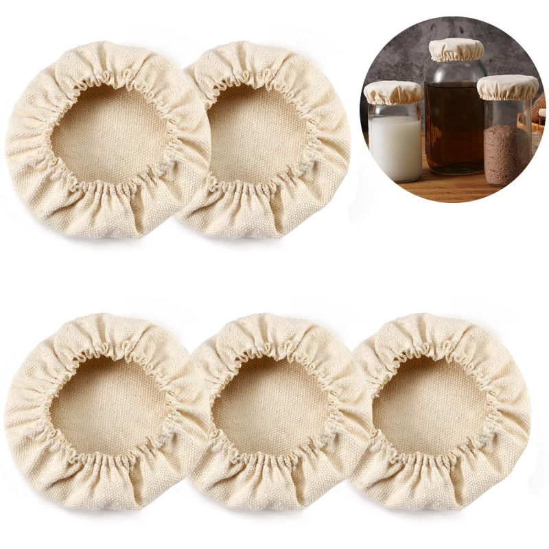 Stoffdeckel Für Sauerteig-, Kombucha-, Kefir- Oder Käsefermentiergläser, Geeignet Für Gläser Mit Einer Öffnung Von 7,5 Bis 10 Cm (5er-packung),