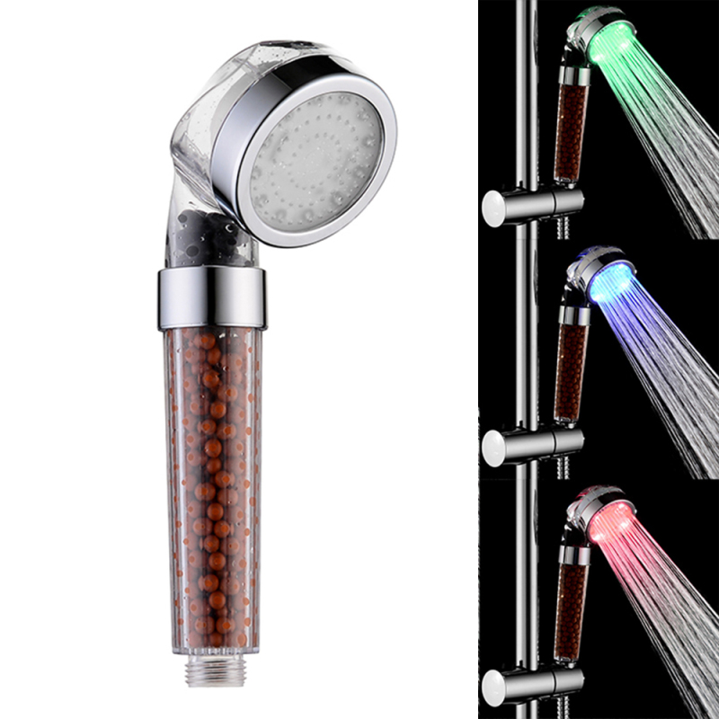 Tragbarer Automatischer Duschkopf Mit 12 Leds, 3 Wechselnden Farben, Temperatursensor Und Induktionsheizung Für Das Badezimmer.