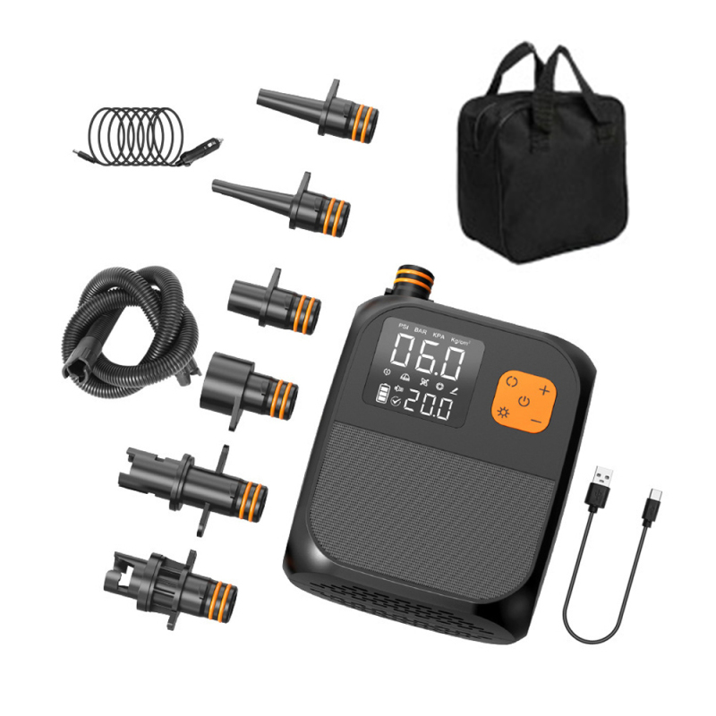 Tragbare 25-psi-paddelpumpe, Elektrischer Luftkompressor Mit Externem Akku, 6 Düsen Und Led-licht (für Boote, Boards, Matratzen, Bojen)