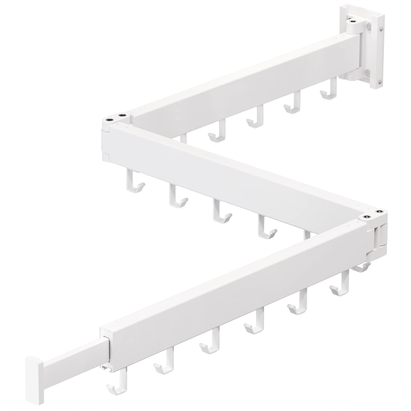 Ausziehbarer Und Platzsparender, Wandmontierter Wäscheständer, Zusammenklappbar, Ideal Für Waschküche, Balkon, Flur Oder Schlafzimmer.