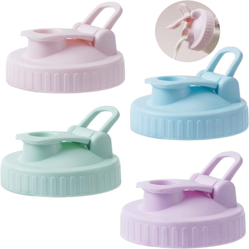 Set Mit 4 Farbenfrohen Klappdeckeln Für Breite Einmachgläser