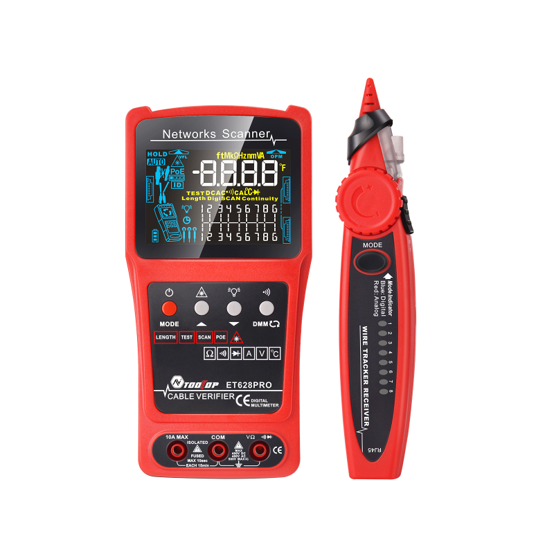 3-in-1 Netzwerkkabeltester Mit Multimeter Und Vfl, Kompatibel Mit Rj45, Rj11, Bnc, Cat5-cat8, Poe-test, Längenmessung, Leitungsmapping Und -verfolgung (bis Zu 10 Km)