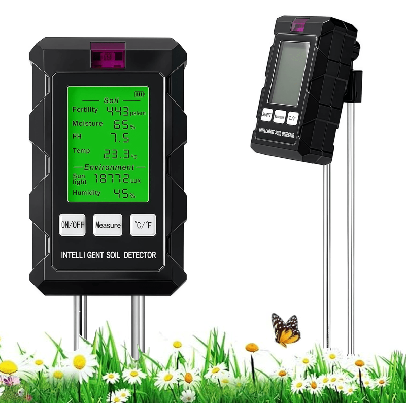 Bodentester, Feuchtigkeitsmesser, Fruchtbarkeitsthermometer, Ph-meter, 6-in-1-bodenfeuchtigkeitsmessgerät