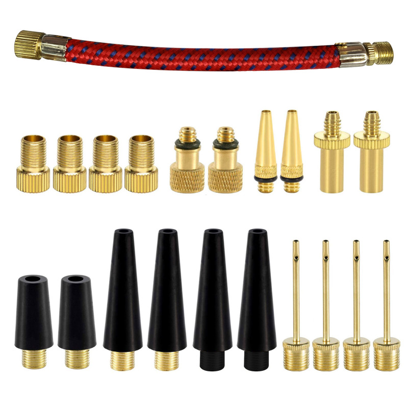 Set Mit 21 Ventiladaptern Für Fahrradreifen, Nadel Für Ballpumpe, Adaptern Und Aufblaszubehör, Kompatibel Mit Standardpumpen Und Luftkompressoren.