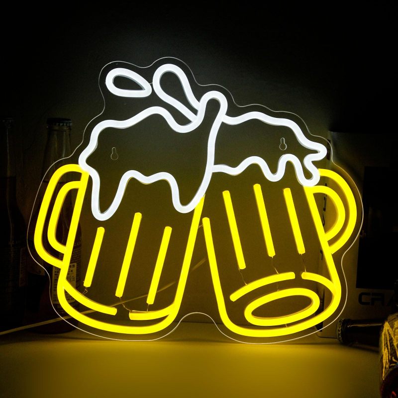 Neon-bierschild, Warmes Und Helles Licht, (37,7 X 32,7 Cm, Acryl)