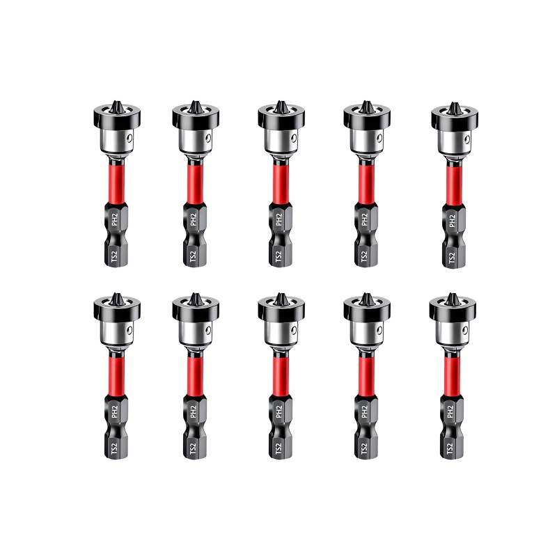 Packung Mit 10 Ph2 Magnetschraubendreherbits Für Gipskarton, 1/4" Sechskantschaft, 50 Mm Positionierbohrer Für Gipskarton, Holz Und Gips.