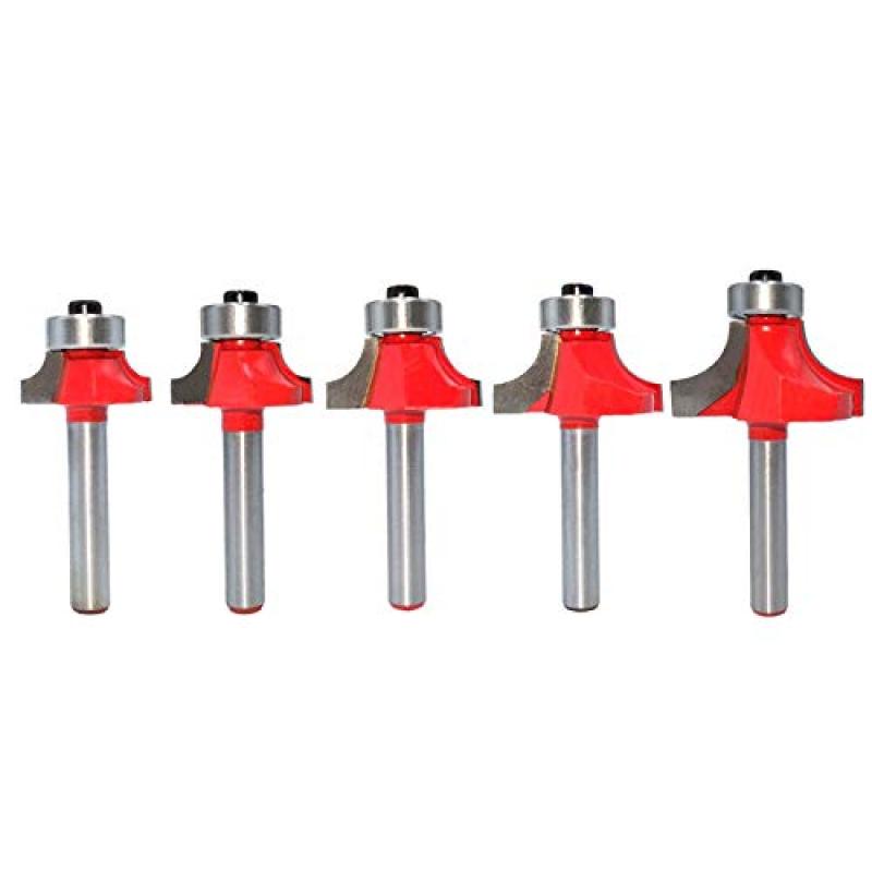 Satz Fräser Zum Abrunden Von Ecken, Nuten Und Fasen, 6 Mm Griff, 5-teilig.