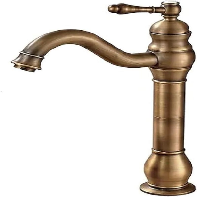 Klassische Vintage-küchen-/waschtischarmatur Aus Messing, 360° Schwenkbarer Einhebel-thermostat-mischbatterie, Mit 1/2-zoll-wasserzulaufschlauch.