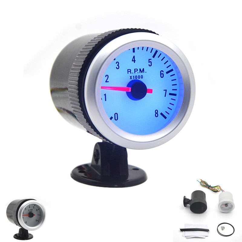 52 Mm (2 Zoll) Led-digitaldrehzahlmesser Für Autos, 0-8000 U/min, Blaue Hintergrundbeleuchtung, Für Fahrzeuge Mit 1-8 Zylindern.