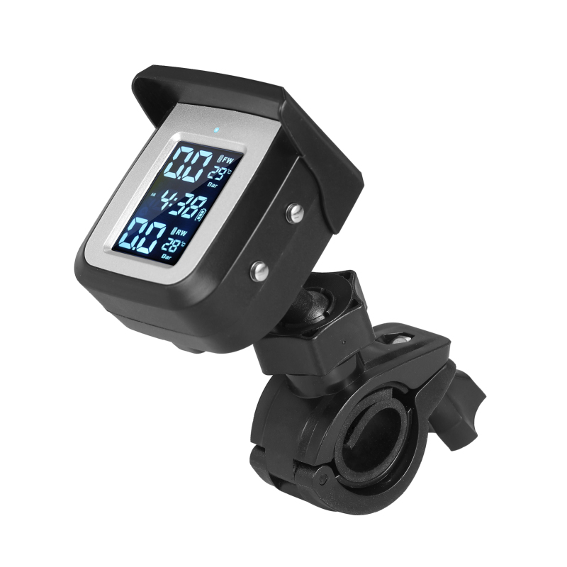Drahtloses Reifendruckkontrollsystem Mit Solarenergie, 2 Externen Sensoren, Lcd-anzeige Für Temperatur Und Druck, Automatischer Alarm, Motorrad-schlaf-/aufwachfunktion (2 Sensoren)