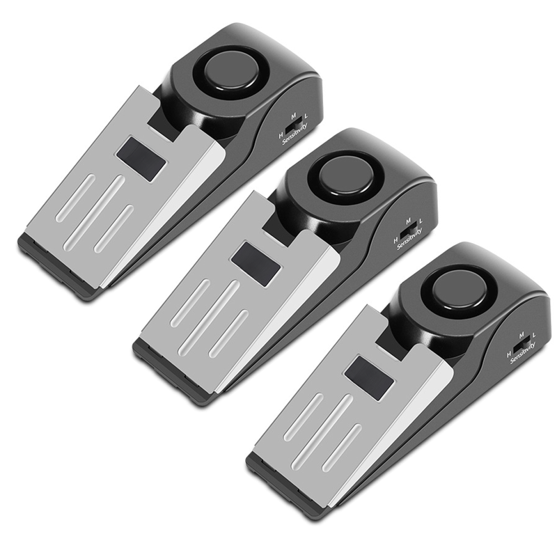 Tragbarer 2-in-1-türstopper Mit Bodenkeil Und Leistungsstarkem Sicherheitsalarm (120 Db) Für Zuhause, Reisen Und Wohnungen (3er-pack).