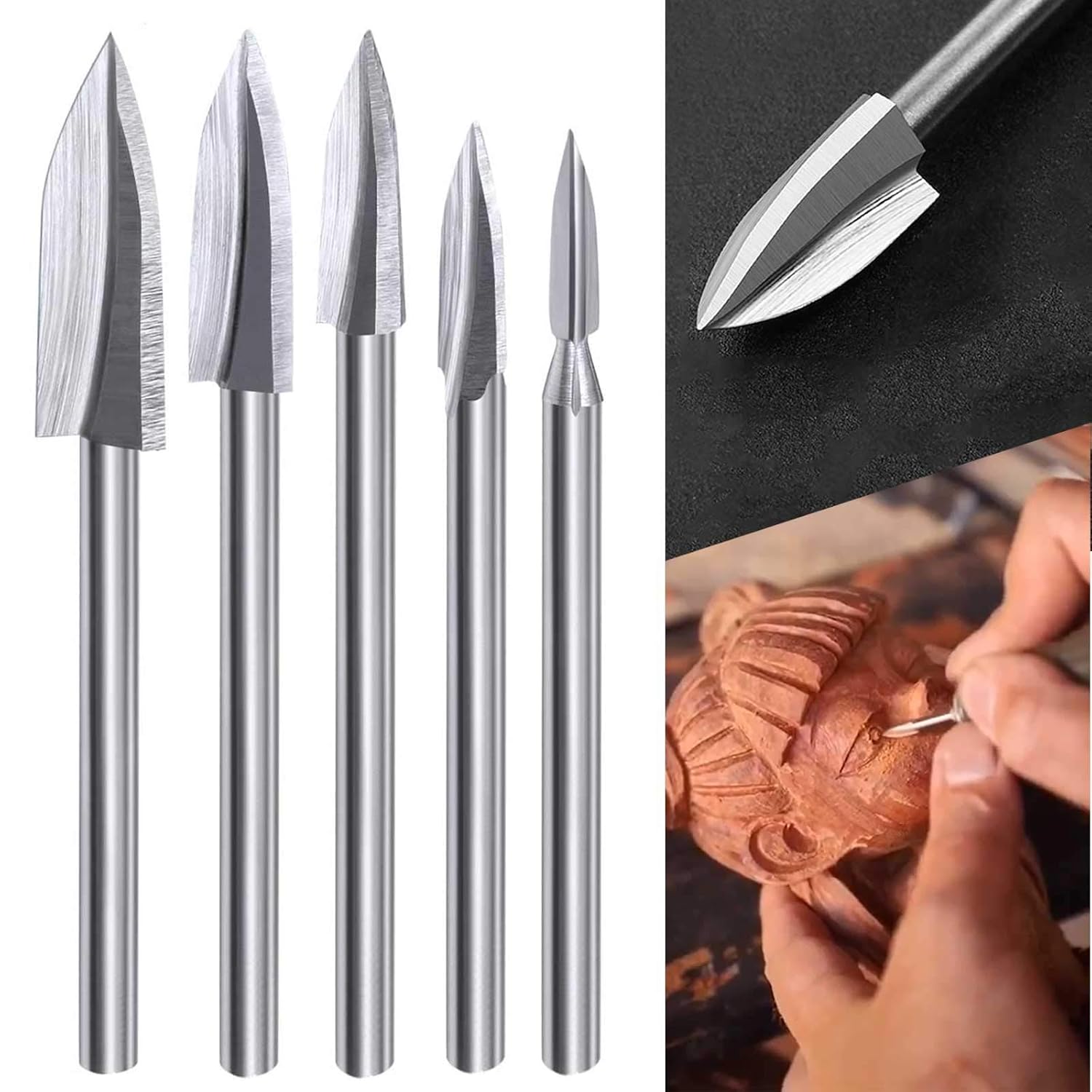 Set Mit 5 Holzschnitzbohrern, Universelles Rotationswerkzeug Mit 1/8"-schaft Für Handgefertigte Holzschnitzereien