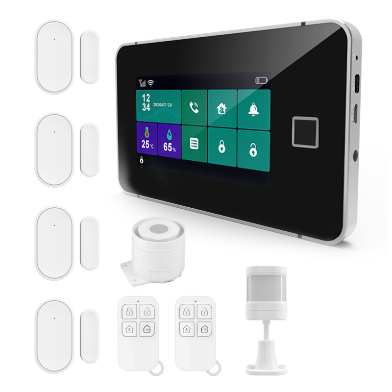 Tuya-funkalarmsystem, Kompatibel Mit 2g/wlan/gsm, 4,3-zoll-touchpanel, Sos-alarm, Diebstahlsicherung, Temperatur-/feuchtigkeitssensoren