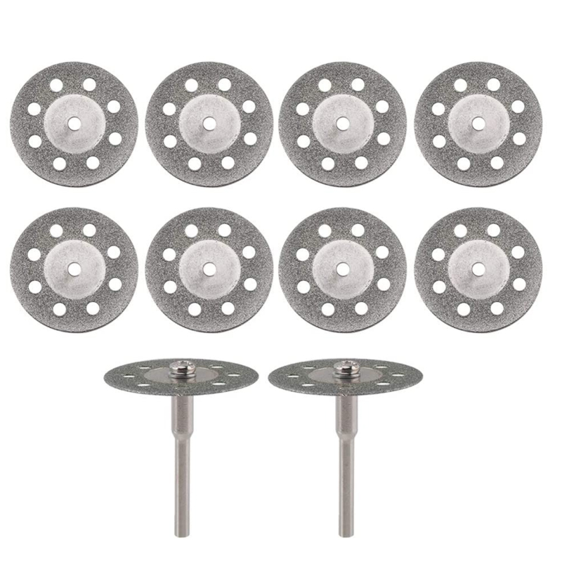 Packung Mit 10 Diamanttrennscheiben, 22 Mm Durchmesser, Mit 2 Dornen Von 3 Mm, Kompatibel Mit Dremel-rotationswerkzeugen.