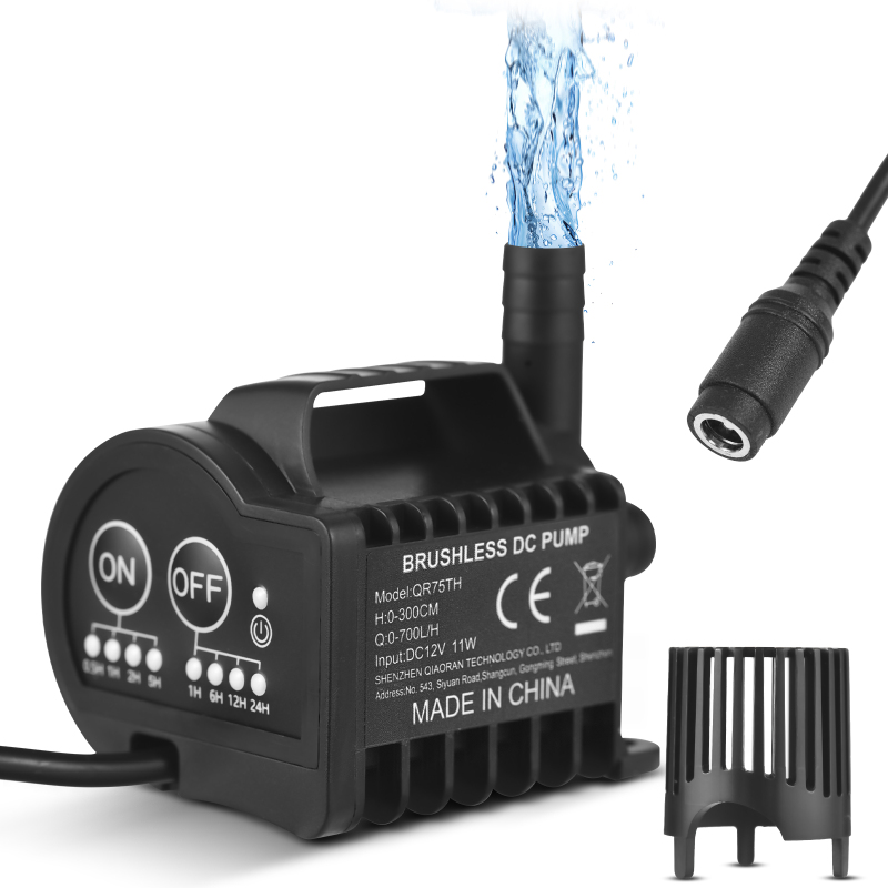 Mini-wasserpumpe 12v Mit Timer Und 4 Geschwindigkeitsstufen, 700 L/h, 3 M Kabel, 2 M Dc-stecker, Saugnapfbasis (unlackiert)