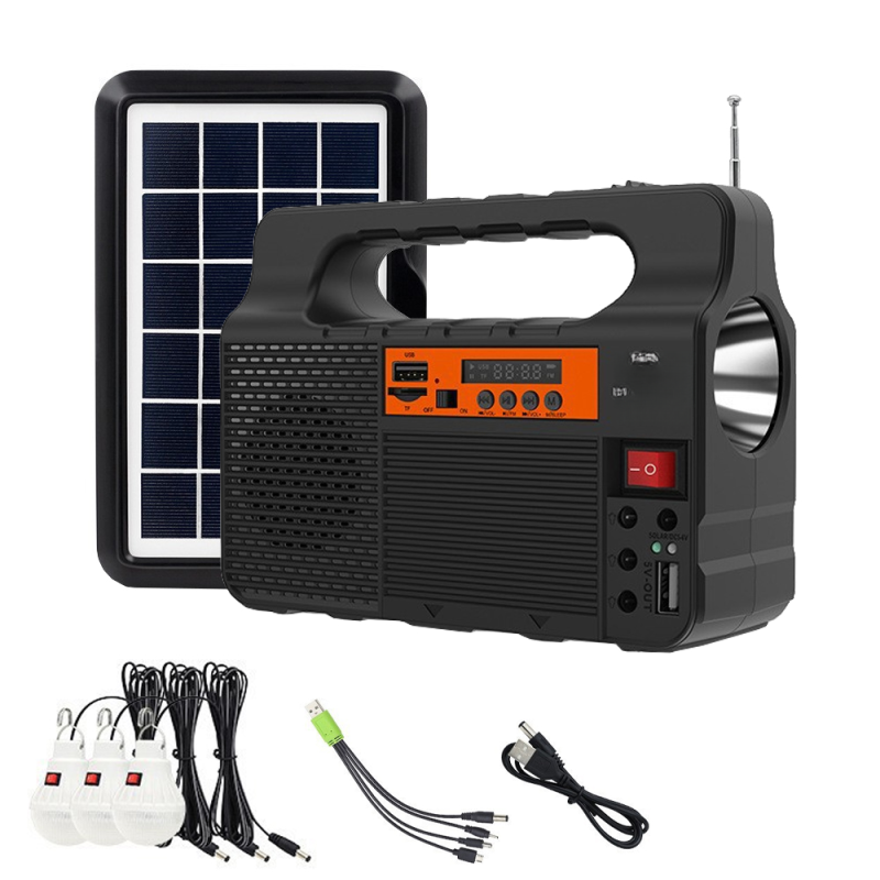 Tragbarer Solargenerator, Solarpanel, Radio, Bluetooth-lautsprecher, Ladegerät, Taschenlampe, 3600-mah-akku (3 Stück)