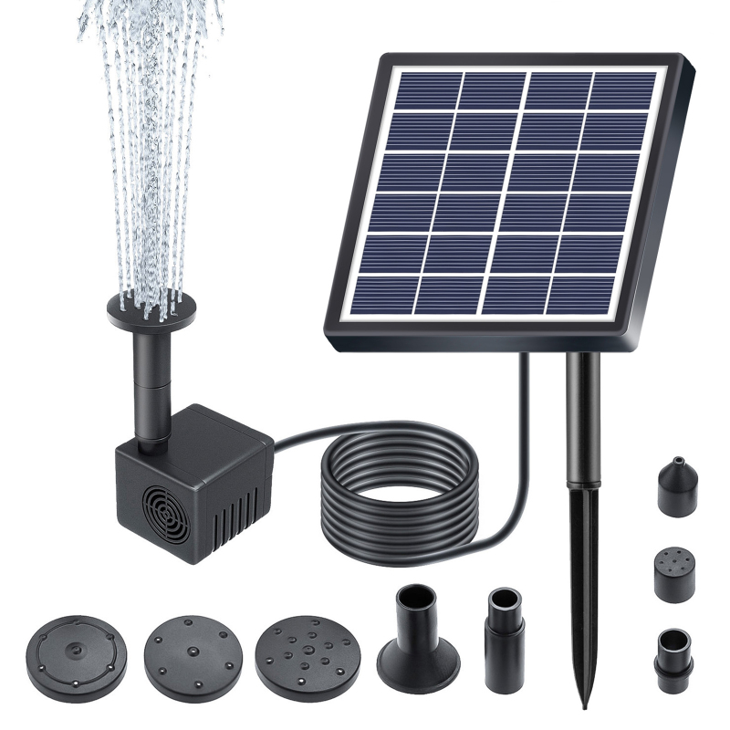 Solarbrunnenpumpe, 1,5 W, Fördermenge 160 L/h, 8 Düsen, 3 M Schlauch (weiß)