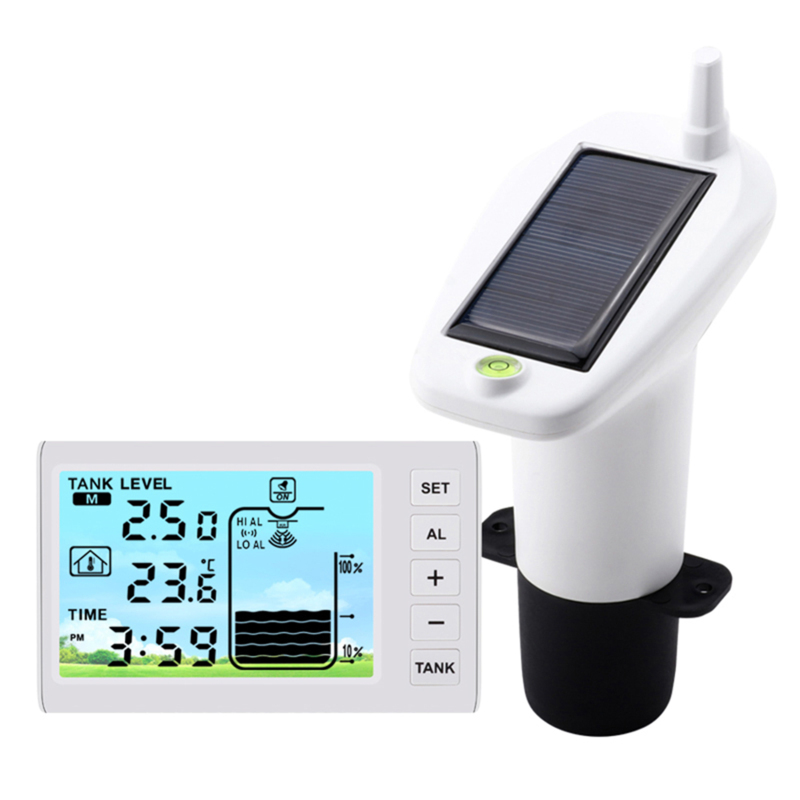 Kabelloser Ultraschall-wasserstandsmesser Mit Hoch-/niedrigpegelalarm Für Tanks, Solar-wasserstandssensor, Wasserstandsanzeige, Ip65 Wasserdicht
