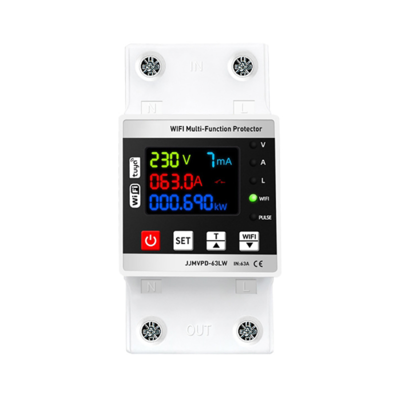 Tuya Wifi 63a Intelligenter Leitungsschutzschalter, Strom- Und Spannungsüberwachung, Energiezähler, Einstellbare Schutzwerte, Steuerung Per Mobil-app